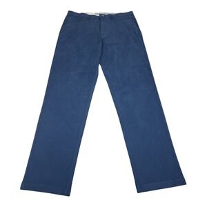 Haggar Men's 34x32 Premium Soft Chino Pants‎ Blue Straight Fit Flex Waist NWT